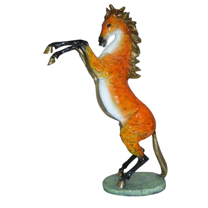 Statue en bronze à cheval sur une base en marbre Juhl - Taille: L 20 po x l 8 po x H 27 po.