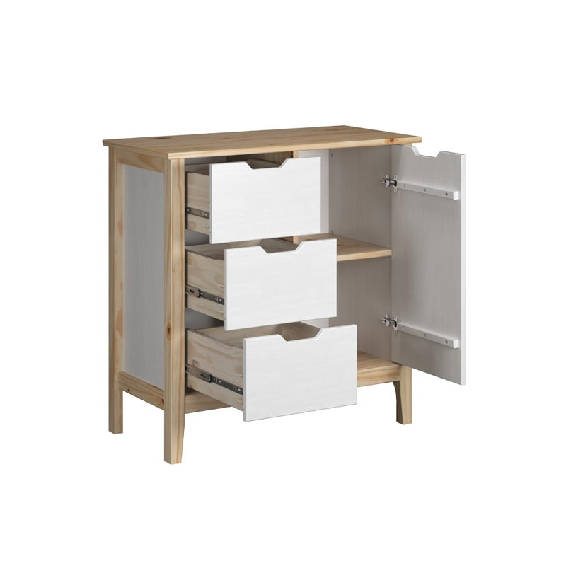 Remerton Solid Wood 78cm W 3 - Drawer Chest of Drawers, White