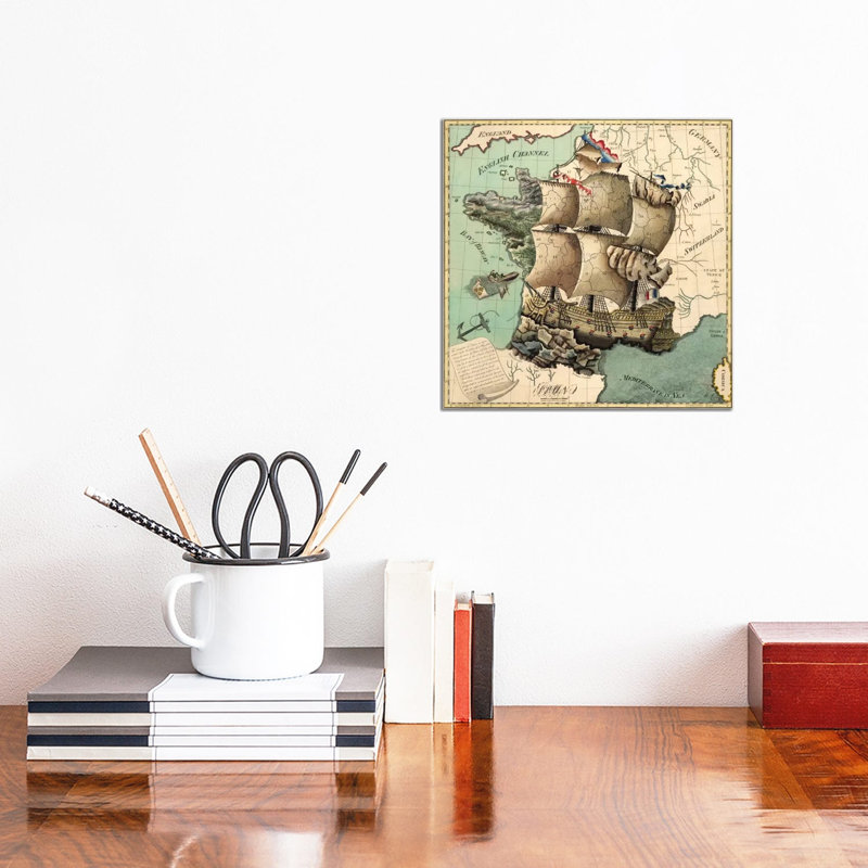Antique Map Of France - Wrapped Canvas Print, 30.48 cm H x 30.48 cm W
