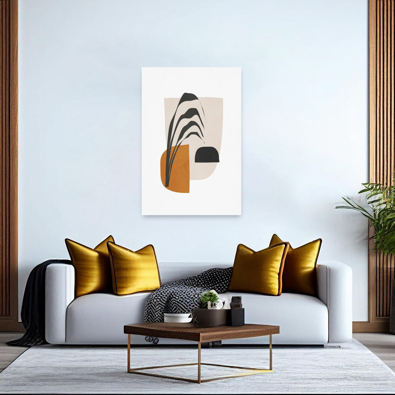 «Earthy Abstract Botanical Abstract», plante d'art géométrique contemporaine, 60" H x 40" W