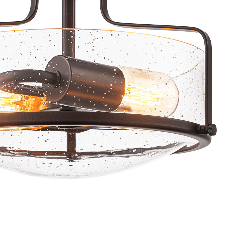 2-Light Seeded Glass Semi-Flush Mount