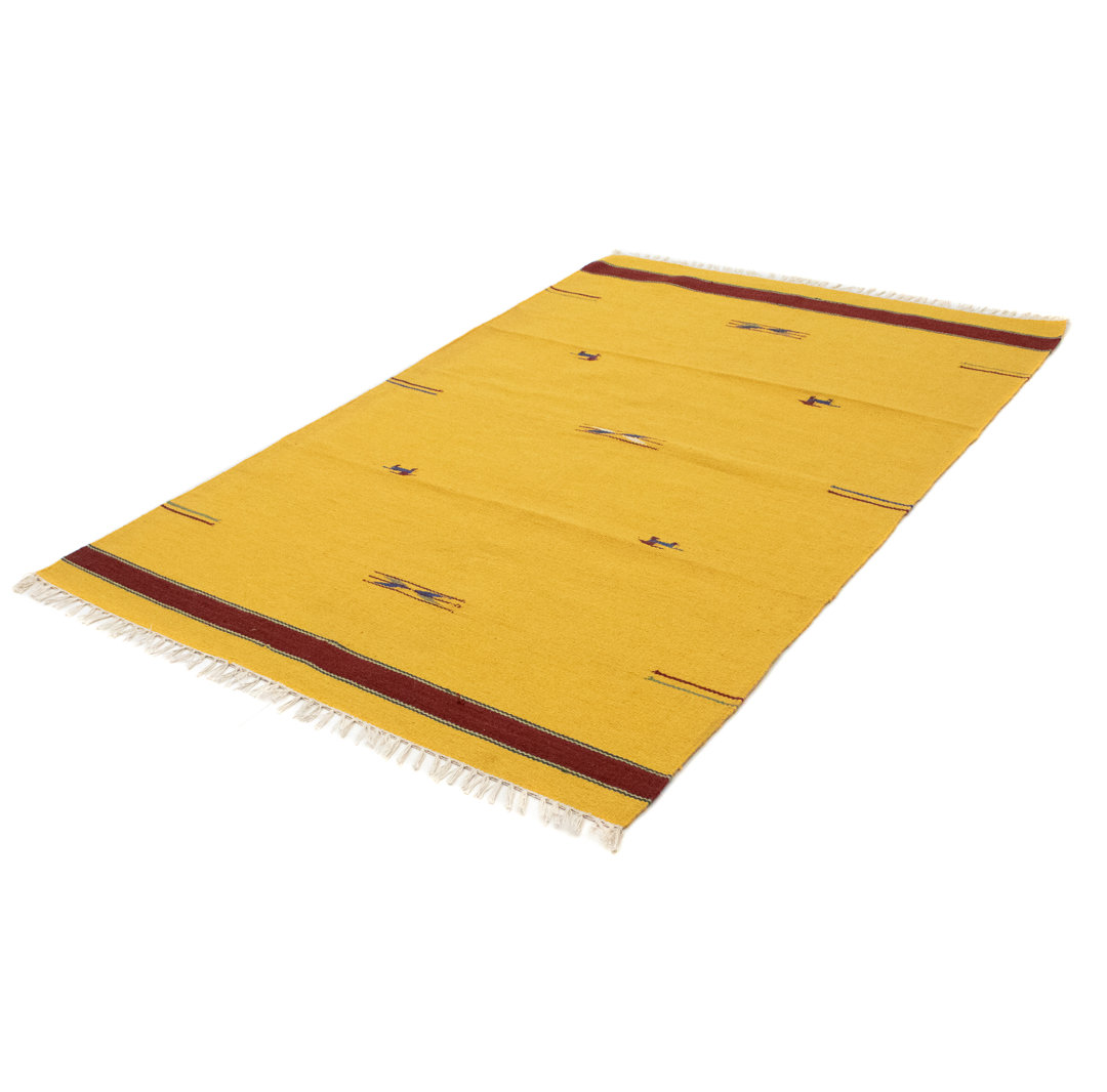 Handmade Kilim Wool Yellow Indoor/Outdoor Rug