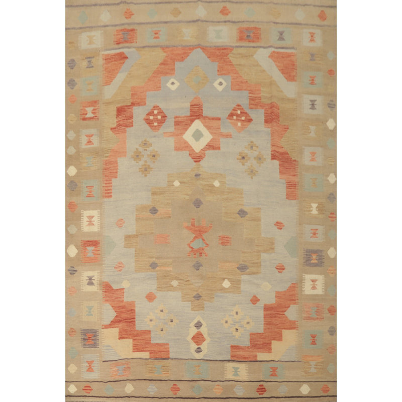 Tapis en laine à motif géométrique rétro 8 x 10