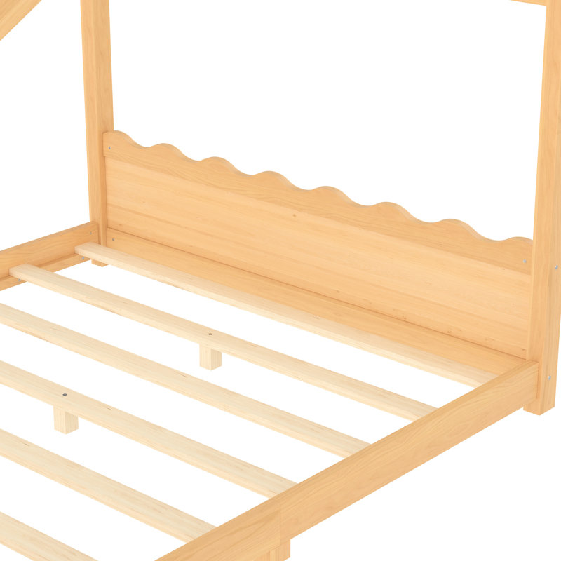 Lit surélevé à profil bas pour grand lit, contreplaqué et pin, lattes de soutien, pas de sommier tapissier, favorise le sommeil indépendant pour la taille en bois massif, design, coffre-fort