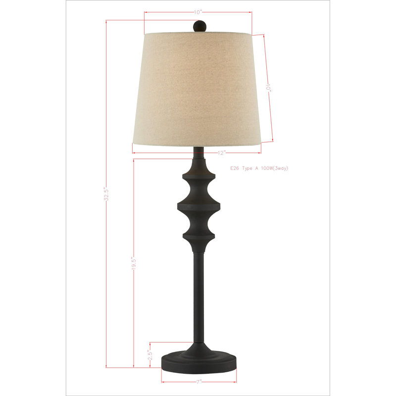 Allida 32.5" Matte Black Buffet Lamp