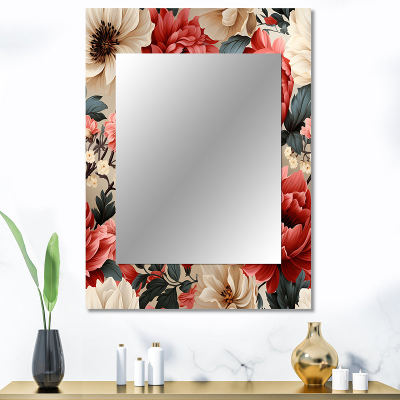 Scunthorpe Boho Victorian Romance Victorian Pattern - Floral Wall Mirror, Cottage Decorative Mirror, Printed Metal Art