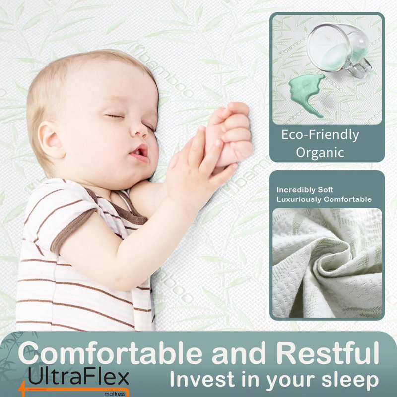 UltraFlex SolidSleep 4,5 po - Confort réversible infusé au gel avec soulagement de la pression, technologie de refroidissement, housse en bambou, mousse certifiée CertiPUR-US