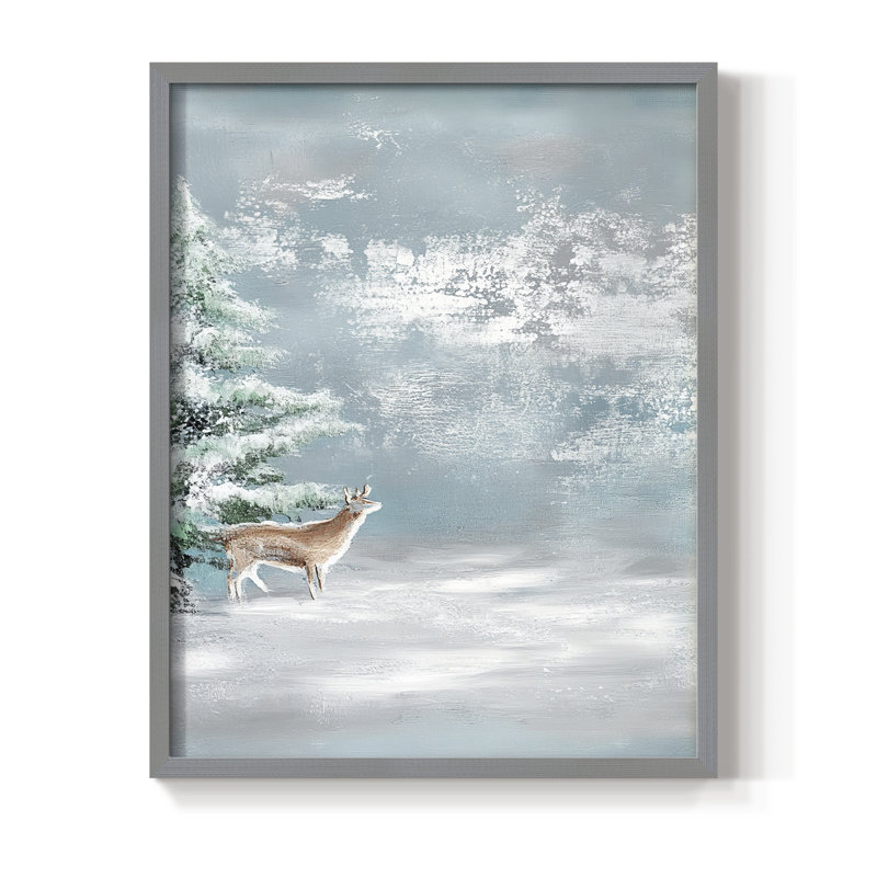 «Christmas Holiday», art encadré CLxxiv - bois massif, H 11 po x l 9 po, Gris