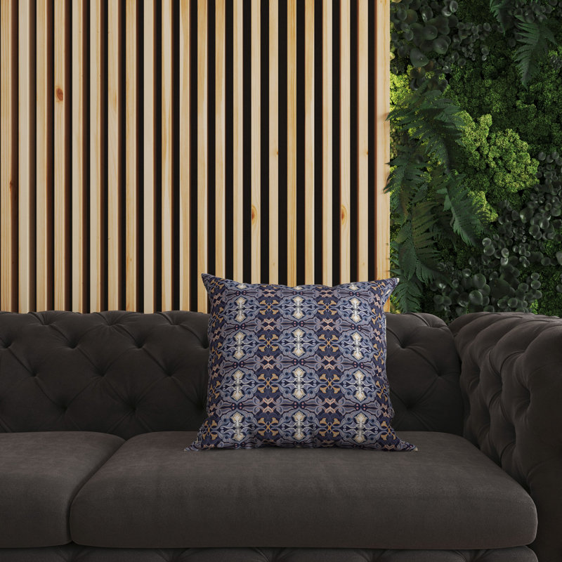 Floral Elegance Geometric Outdoor Reversible Throw Pillow, 20"H x 20"W, Blue/Orange