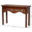 Console bali & pari en bois d'acajou Alannis - Table d'appoint avec tablier floral sculpté pour le vestibule, le salon ou le couloir