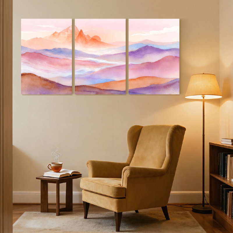 «Abstract Pastel Mountains», ensemble de 3 reproductions d'art sur toile, H 30 po x l 60 po