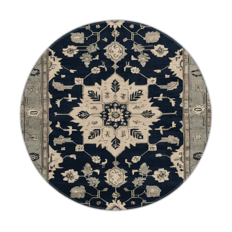 Tapis gris intérieur et extérieur surteint, Rond 5 pi
