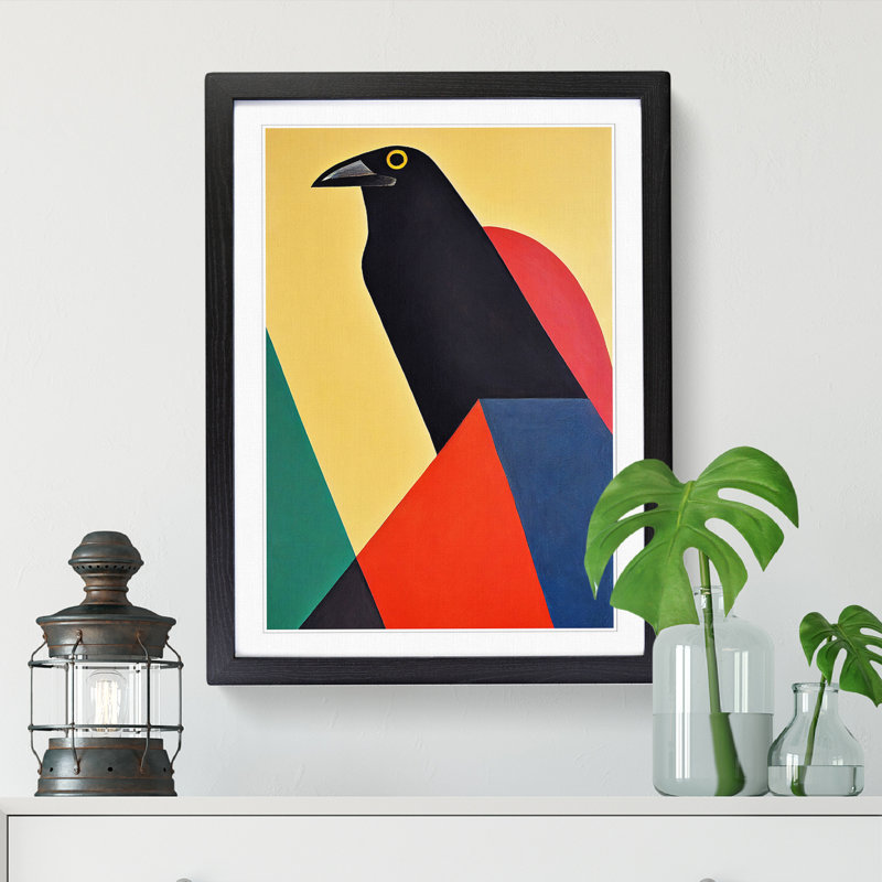 Anida Crow Bird Abstract Vol.1 - Picture Frame Print, 34cm H x 25cm W x 2cm D, Oak