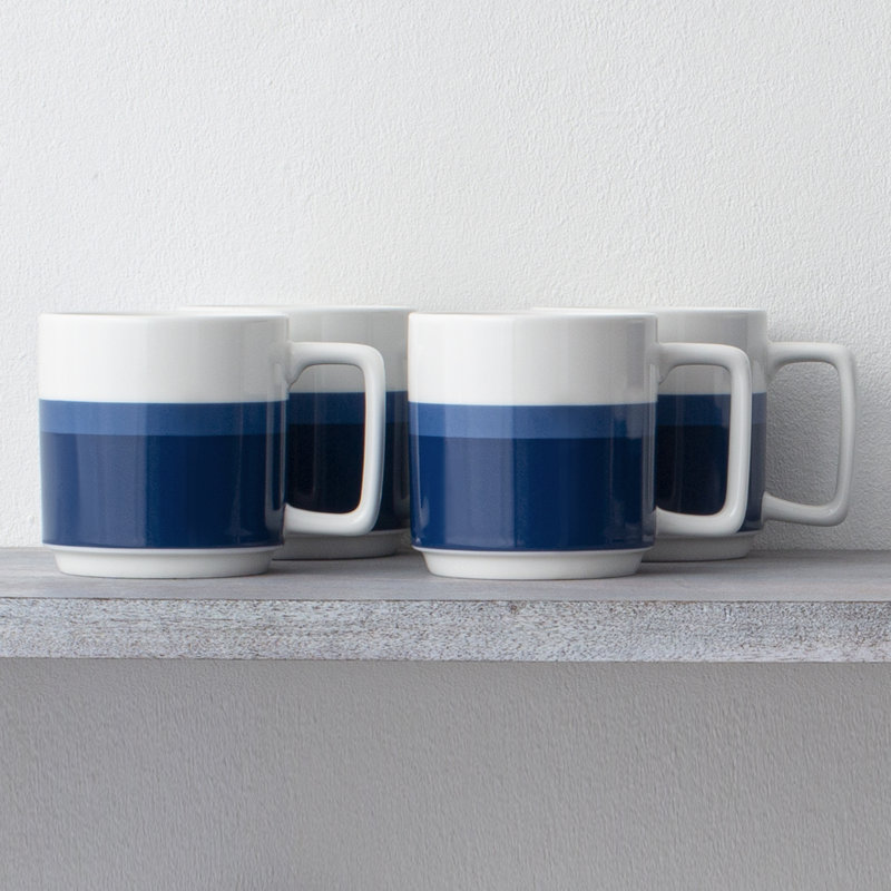 Noritake Colorstax Stripe Mugs, 16 oz., Blue, 4