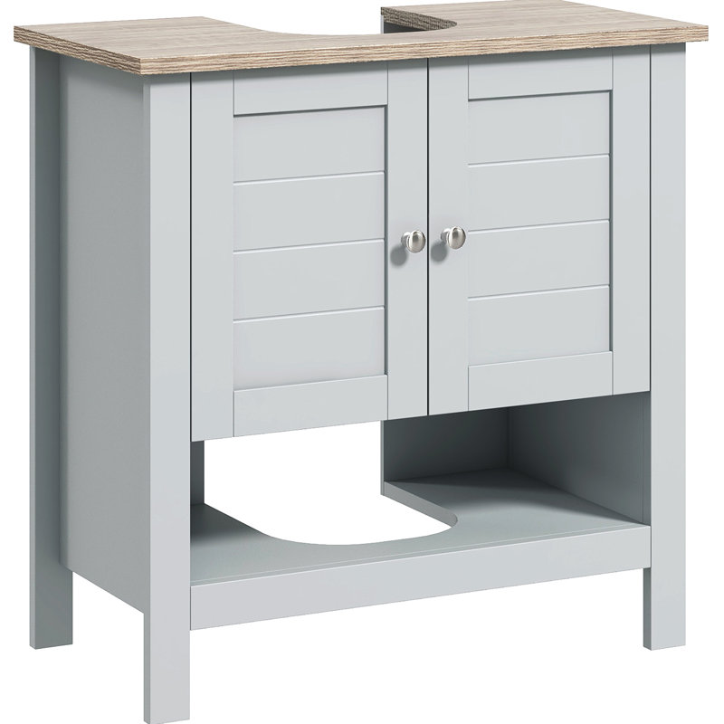Armoire de salle de bain sous le lavabo, gris, avec tablette réglable pour une organisation efficace du meuble-lavabo, étagère