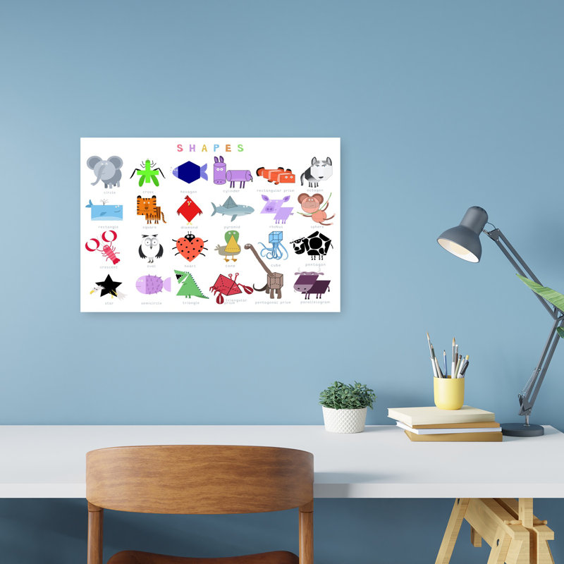 «Geometric Animal Fun», art mural contemporain géométrique coloré, 12" H x 18" W