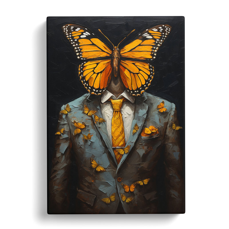 Butterfly In A Suit Painting - Print, 50cm H x 35cm W x 3cm D