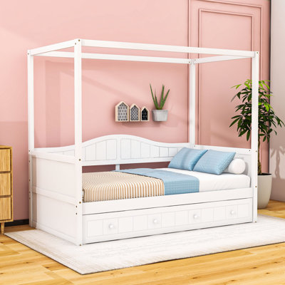 Twin Size Canopy Daybed with Twin Trundle