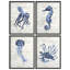 «Nautical Marine Life, créature marine bleue et blanche, œuvre d'art moderne minimaliste», 4 pièces-101520199-101520194