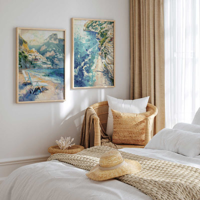 Ensemble de 2 pièces encadrées sur papier "Positano" par Azure Artisanal Studio