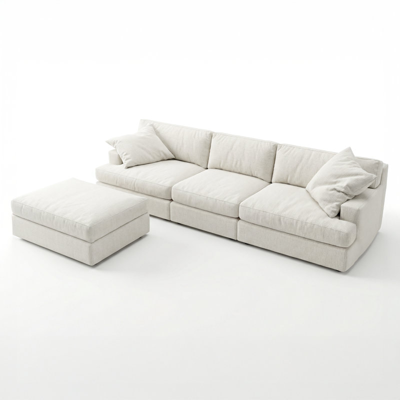 Canapé modulaire 110,2 po avec repose-pieds modulaire avec repose-pieds lavable, en L, sans assemblage requis