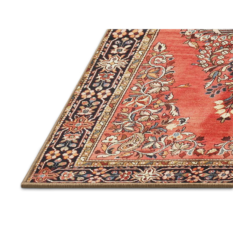 Tapis traditionnel rouge / noir, Rectangle 4 pi x 6 pi