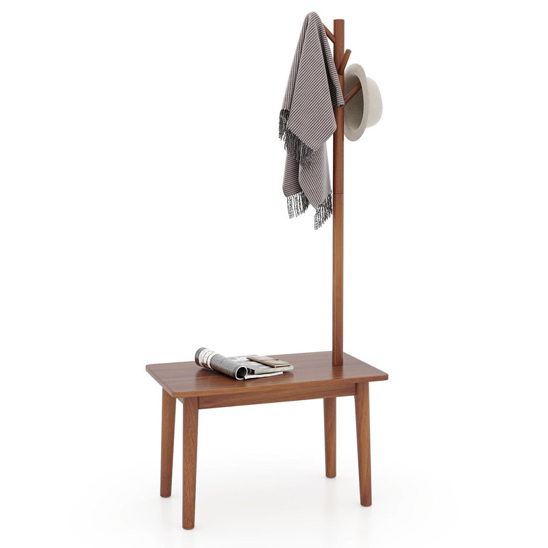 Solid Wood Freestanding 4 - Hook Coat Rack