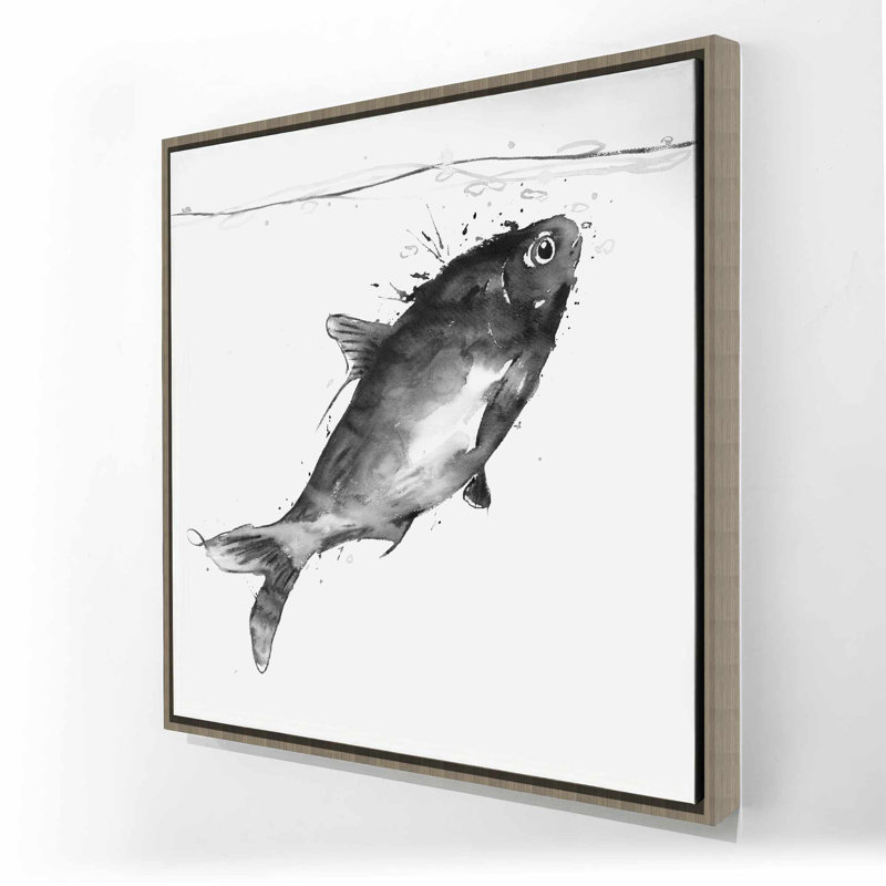 Joyeux poisson qui nage - animaux de la faune, décoration sur toile pour la maison