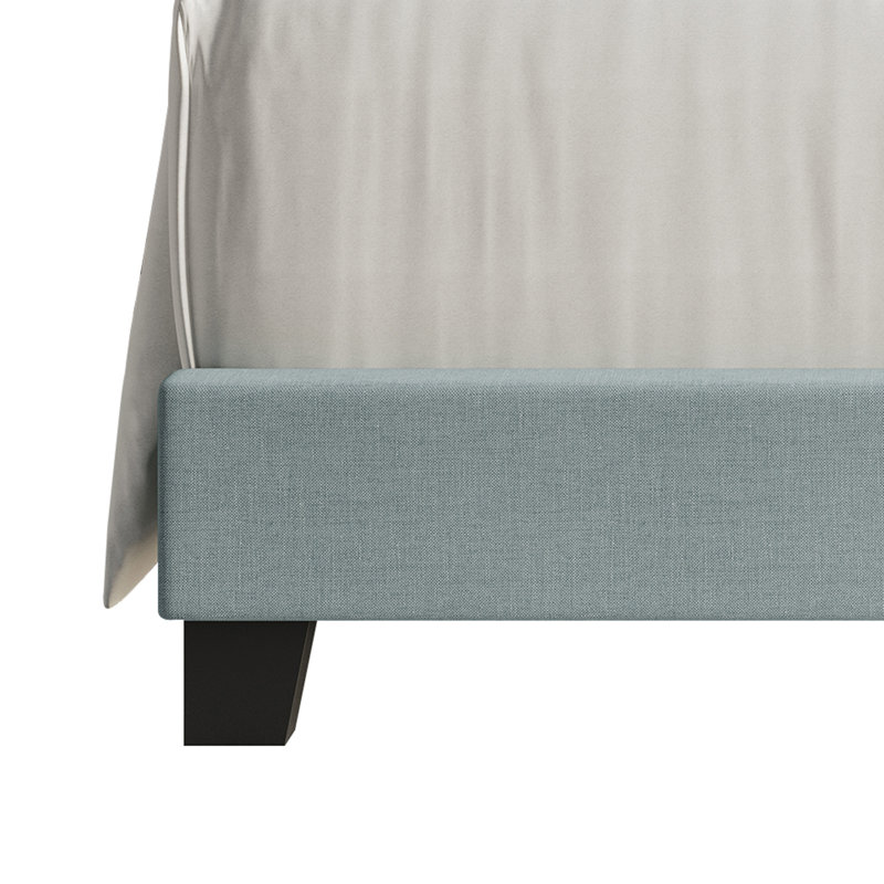 Emery Upholstered Panel Bed, Twin, Light Blue