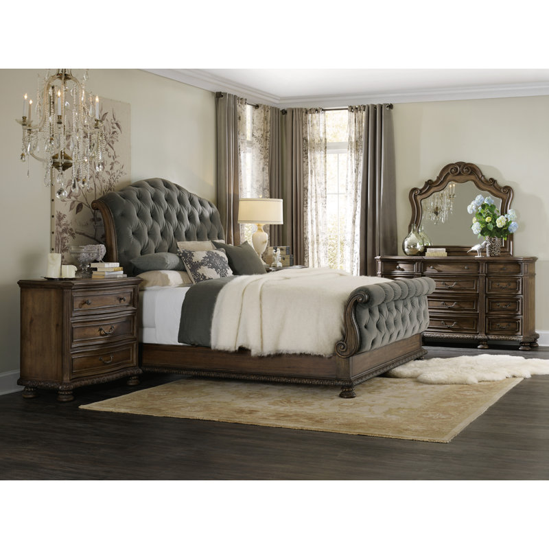 Rhapsody Tufted Bed, California King, Brown/Beige