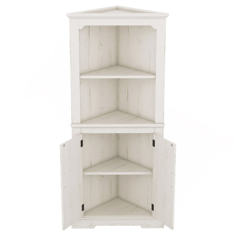 Tall Corner Cabinet With Doors For Living Room, Bathroom,Dining Room Or Kitchen,Color:Wood Grain Beige, Beige