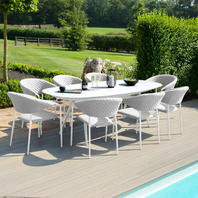 Bergh 8 Seat Oval Dining Set - Lead Chine