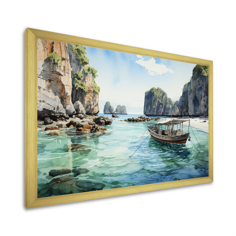 Phi Phi Islands Beaches III - Nautical & Beach Wall Art Prints, Cadre doré à une seule photo, H 30 po x l 40 po x P 1,5 po