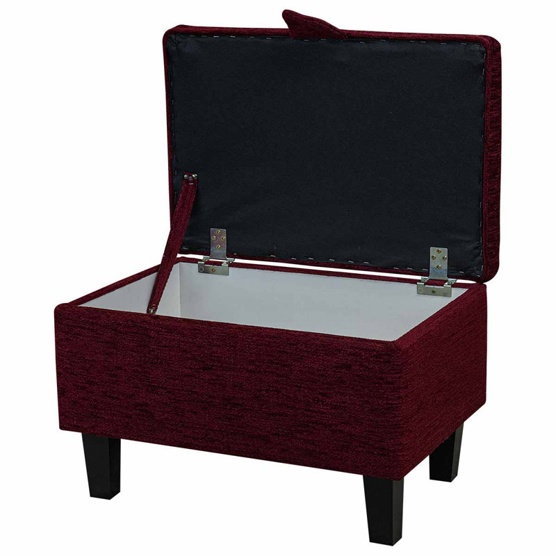 50.8cm Wide Rectangle Solid Colour Footstool Ottoman with Storage, Red