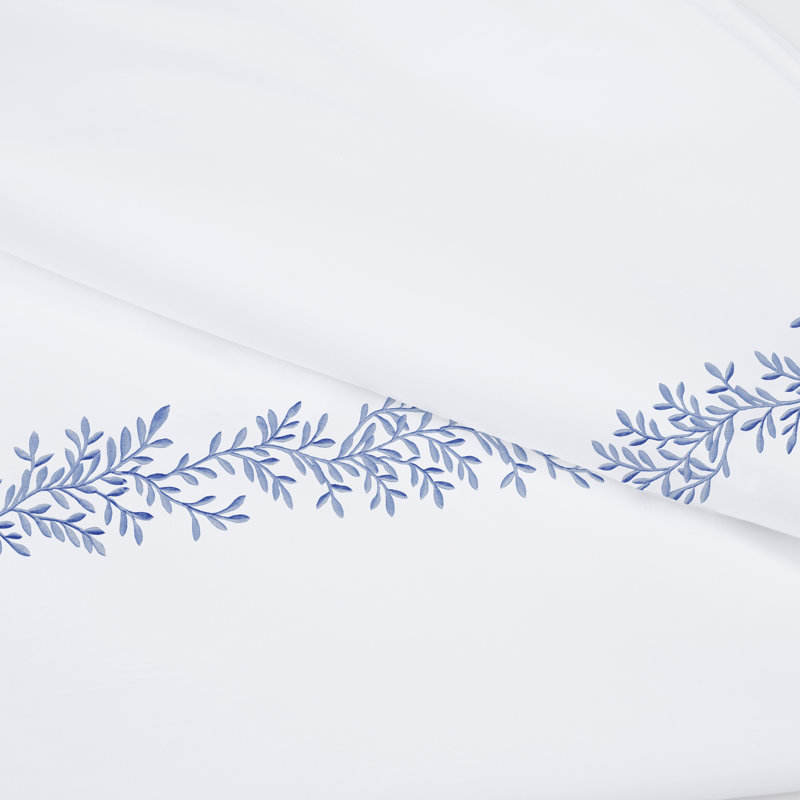 Benna Sateen Duvet Cover, Blue/White, King Duvet Cover + 2 King Shams