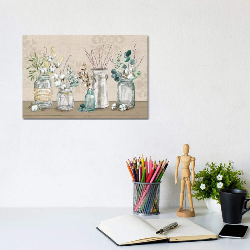 Cotton Bouquet I by Mary Urban - Print on Canvas, Wrapped Canvas, 20.32 cm H x 30.48 cm W