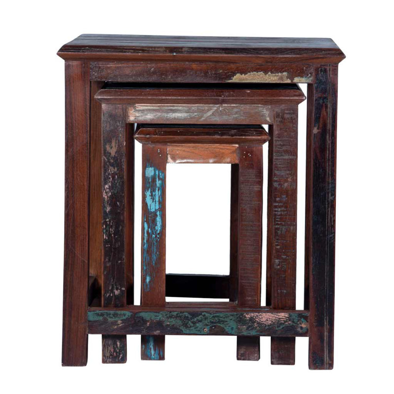 Tables gigognes en bois massif Ackler, Marron foncé