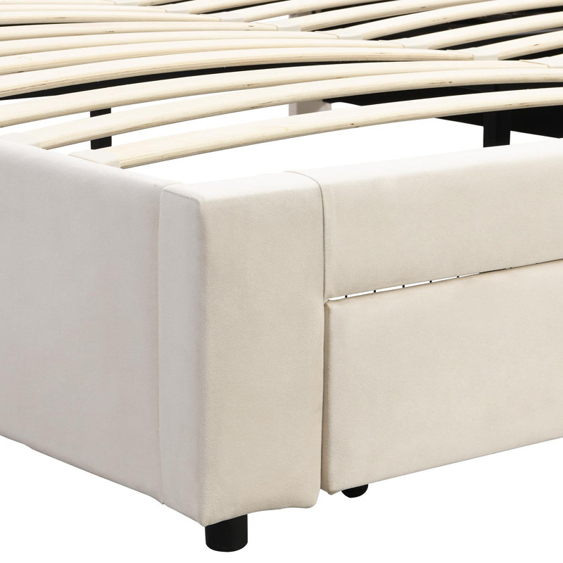 Abhia Upholstered Bed, Cream, Kingsize (5')
