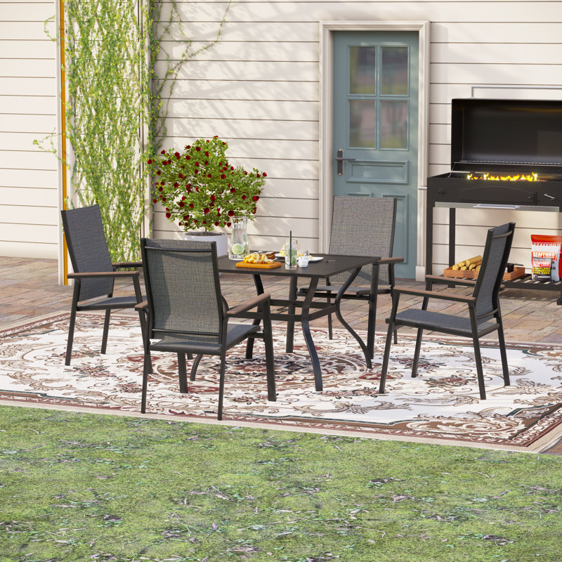 Janie 2 - Person Patio Dining Set with Square Table, Black