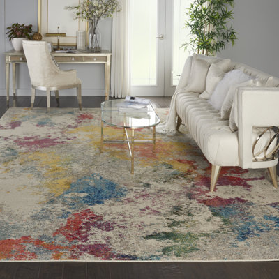 Tapis contemporain contemporain ivoire