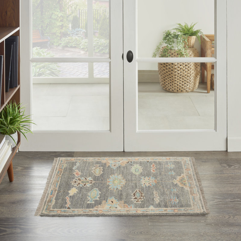 Nourison Tieka 2' x 3' Dark Grey Multicolor Vintage Indoor Rug, Rectangle 2' x 3'