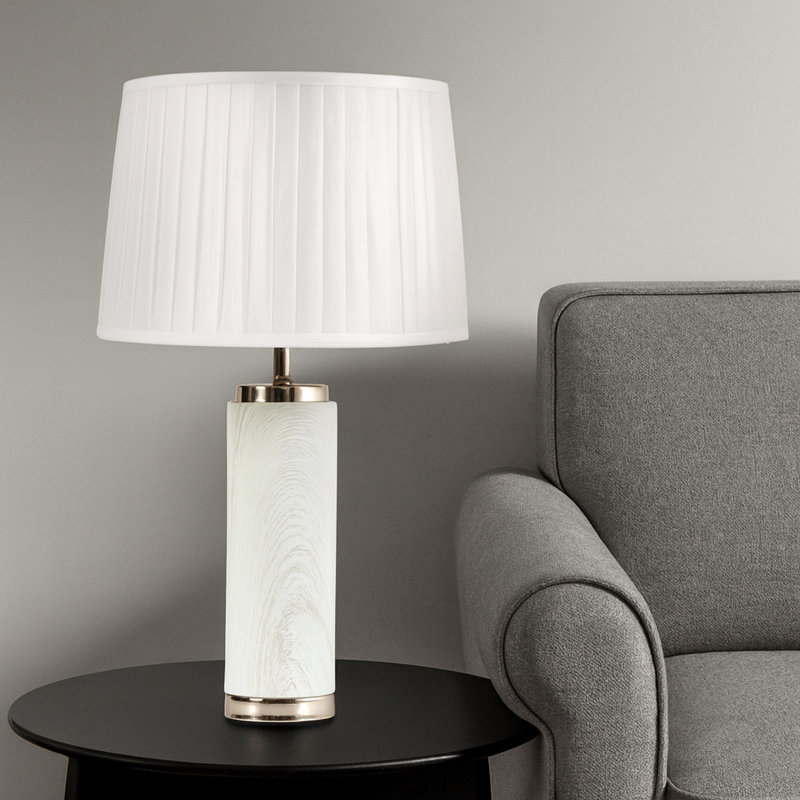 Asghar Metal Table Lamp, Ivory, Grey