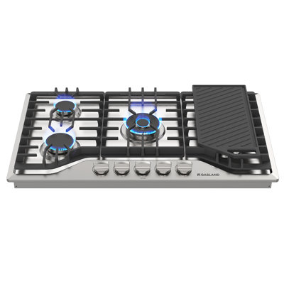 36 in. Gas Cooktop in Stainless Steel with 5 Burners, Dual-Sided Grill/Griddle, NG/LPG Convertible, CSA Certified
