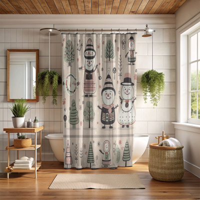 Polar Snowman Illustration - Premium Shower Curtain