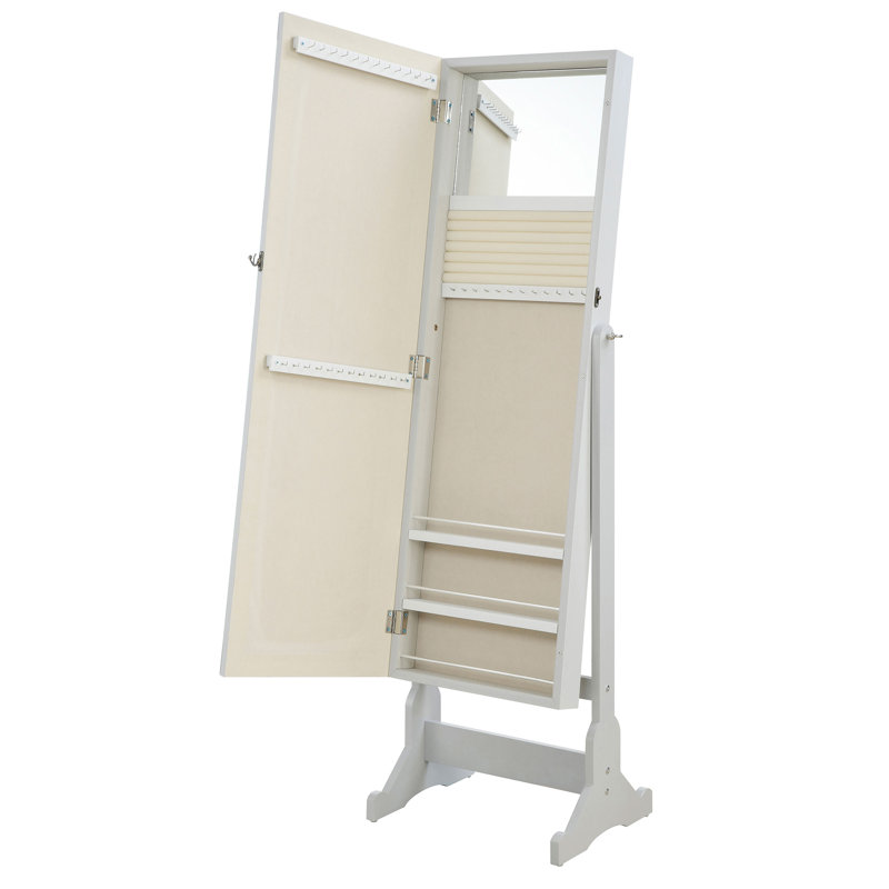 Miroir de plancher rectangulaire en bois manufacturé Clari, Gris