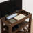 Brown finish 2-seat height-adjustable storage shoe-changing bench, Nordic style natural rubber wood construction