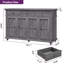 Buffet de style champêtre de 55 po de large avec comptoir en bois massif-847486391