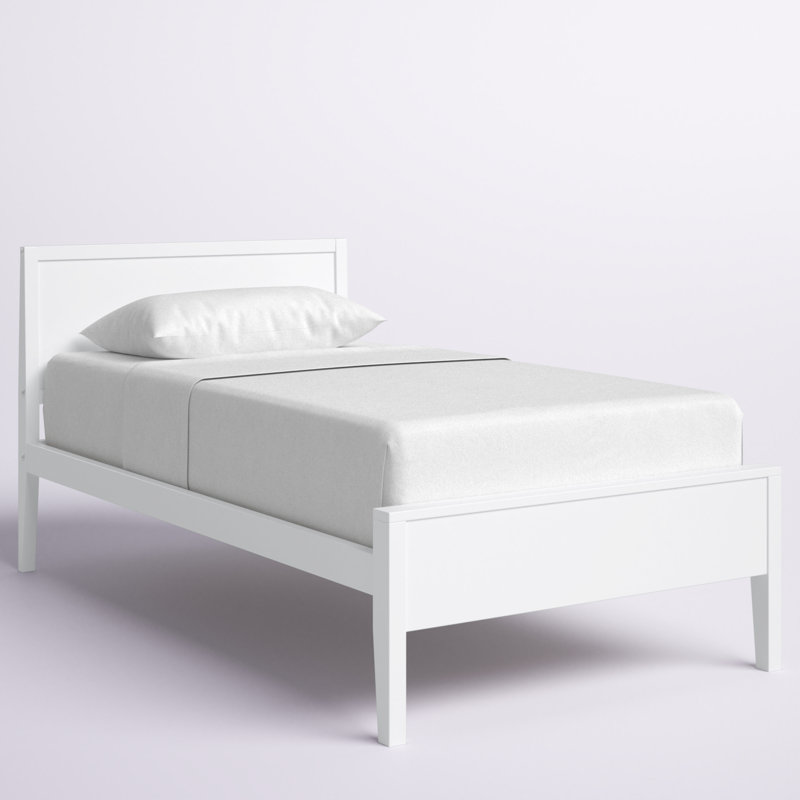 Aileana Solid Wood Panel Bed, Twin, White