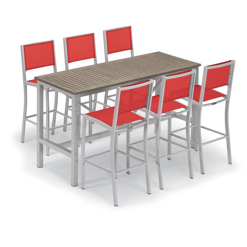 Travira Aluminum Bar Table, Teakwood Vintage