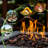 28In Propane Fire Pit Table For Outdoor, 50,000Btu, Lid, & -Like, Lava Stone, Adjustable Flame, Garden Backyard Patio 50,000Btu Outdoor Table, 28In, Propane, Lid Included,